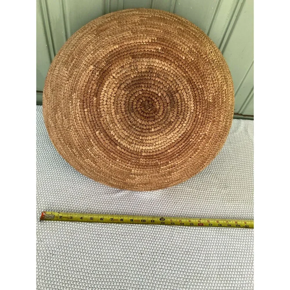 vintage large hand-woven coiled grass basket bowl